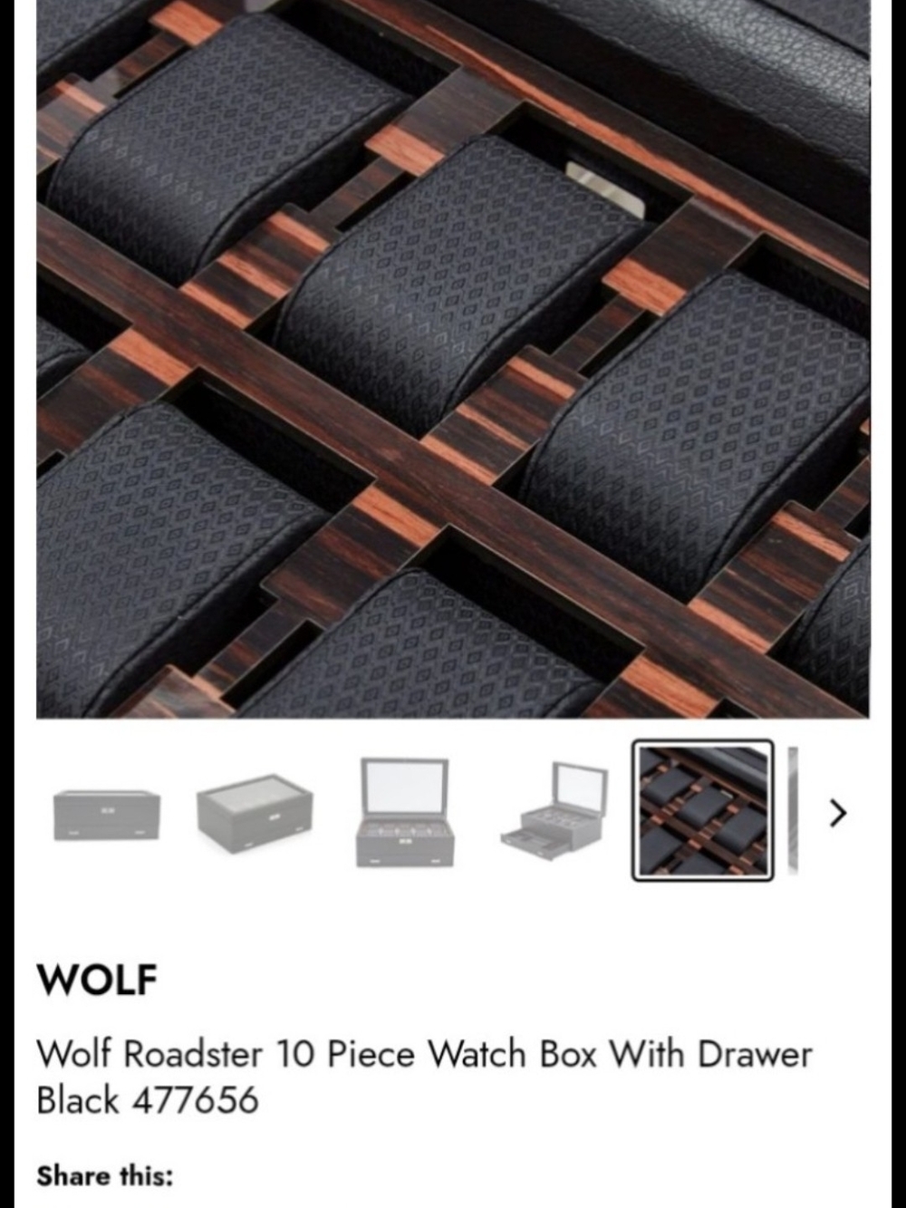 WOLF Black Watch Roll Set with Textured Bands - Picture 2 of 12
